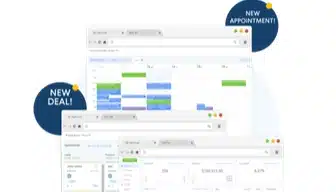 Business management software dashboard with calendar view